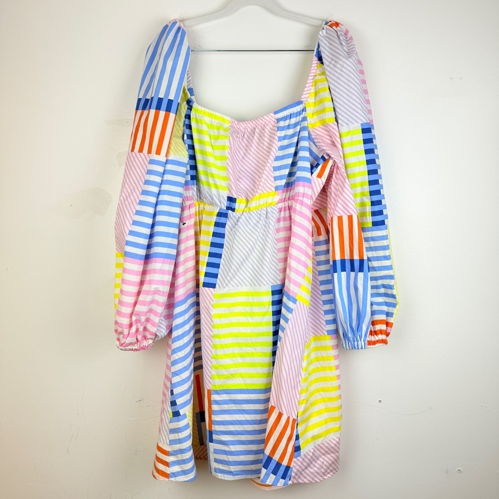 Eloquii Bold Striped Patchwork Bow Spring Maximalist Dress - Picture 4 of 8